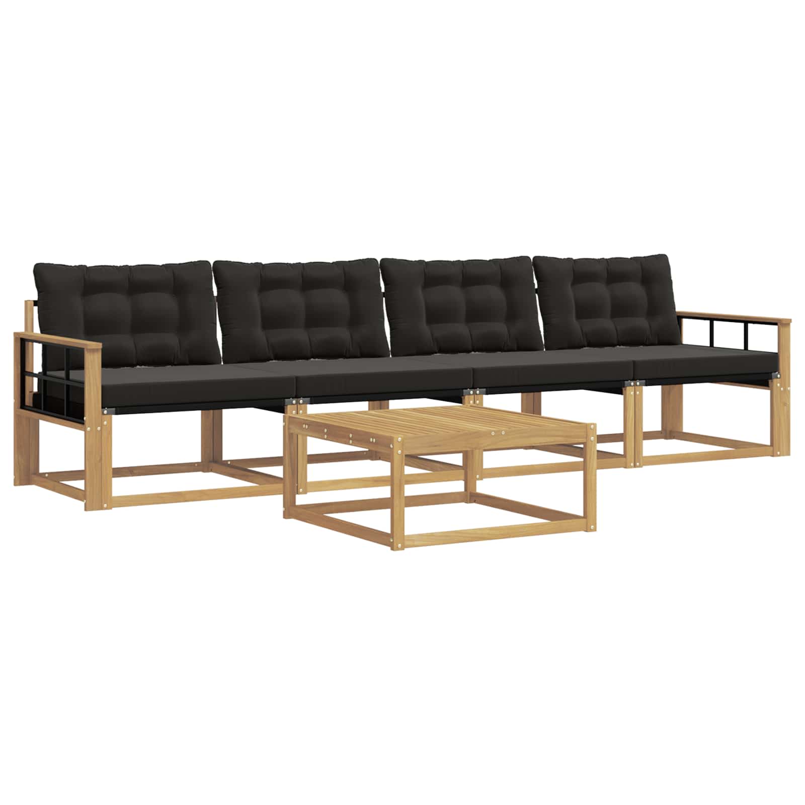 Outdoor-Sofagarnitur 5 pcs Weiß und Schwarz 79 x 79 x 37 cm