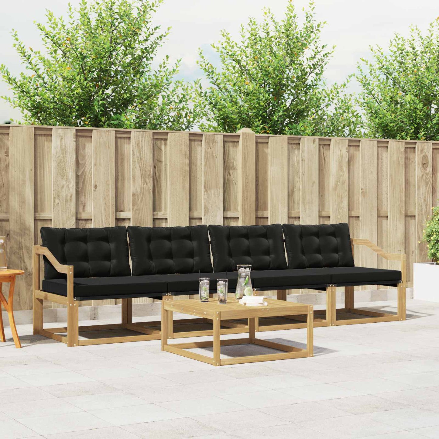 Outdoor-Sofagarnitur 5 pcs Weiß und Schwarz 79 x 79 x 37 cm