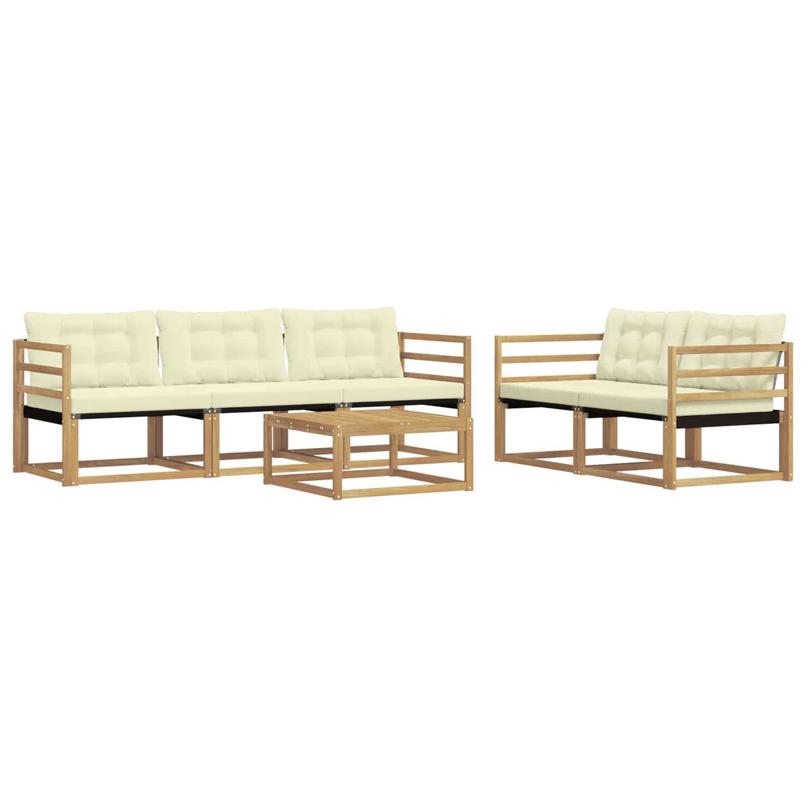 Outdoor-Sofagarnitur 6 pcs Weiß und Creme 79 x 79 x 37 cm