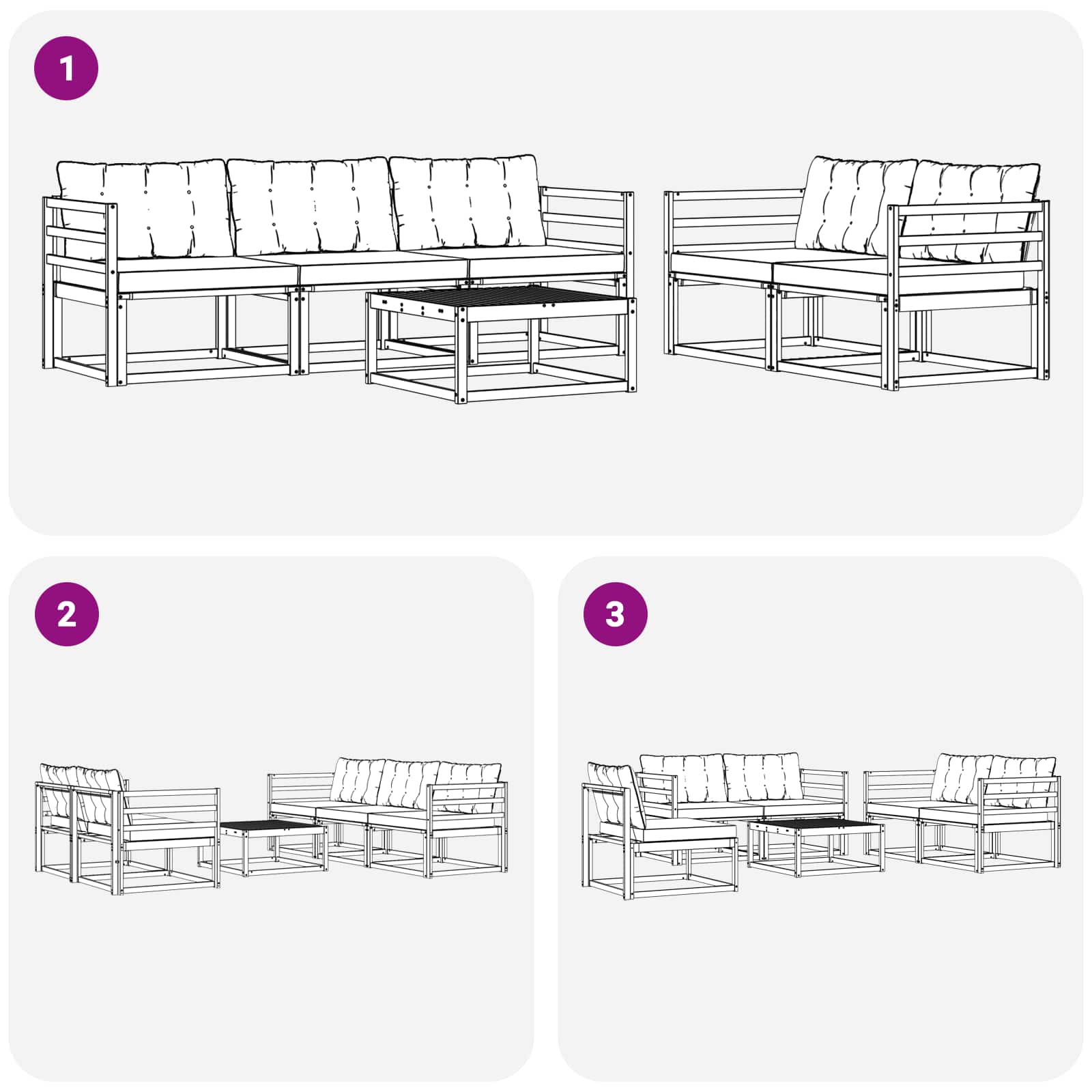 Outdoor-Sofagarnitur 6 pcs Weiß und Schwarz 79 x 79 x 37 cm