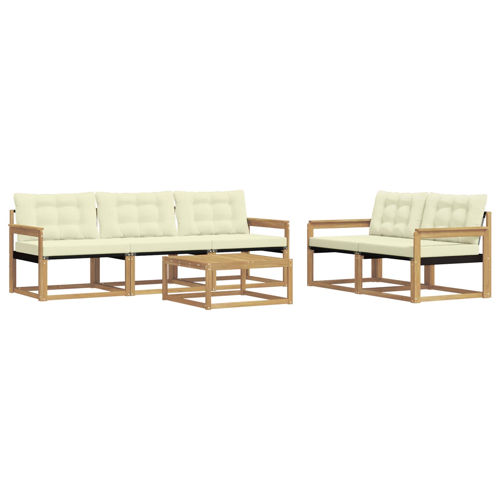 Outdoor-Sofagarnitur 6 pcs Weiß und Creme 79 x 79 x 37 cm