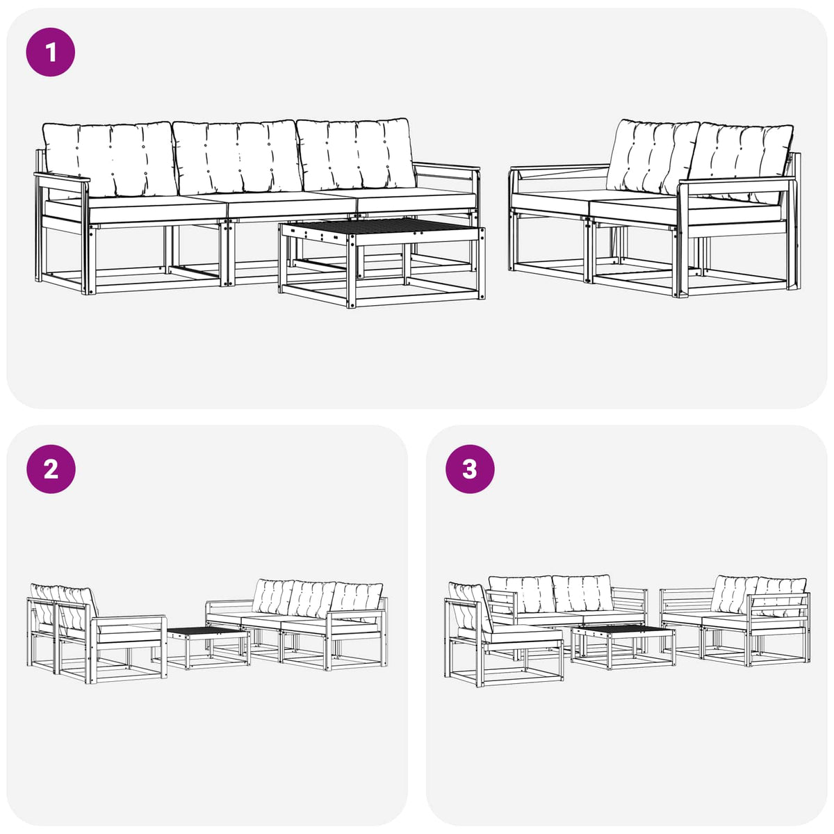 Outdoor-Sofagarnitur 6 stk. Weiß und Creme