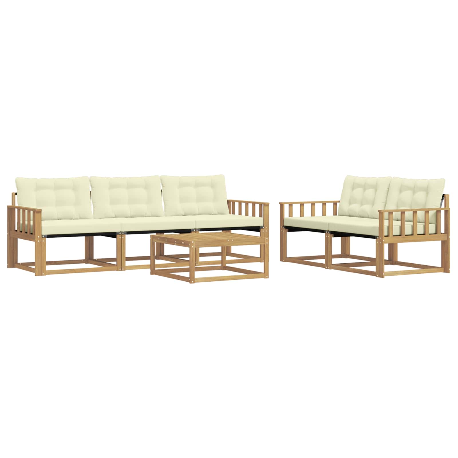 Outdoor-Sofagarnitur 6 pcs Weiß und Creme 79 x 79 x 37 cm