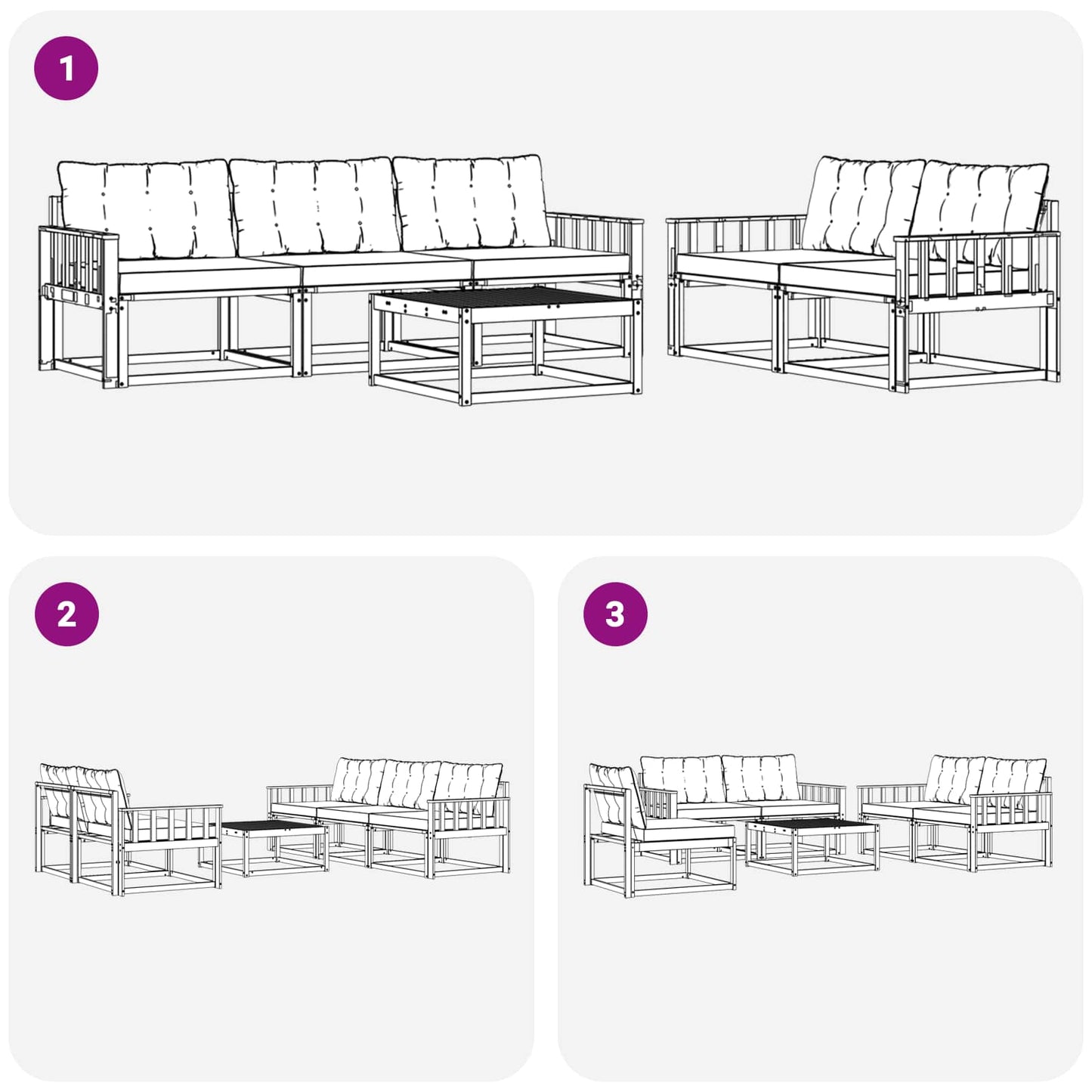 Outdoor-Sofagarnitur 6 pcs Weiß und Creme 79 x 79 x 37 cm