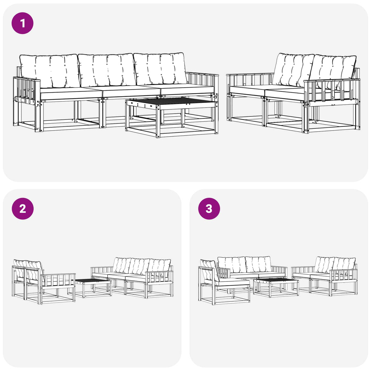 Outdoor-Sofagarnitur 6 stk. Weiß und Creme