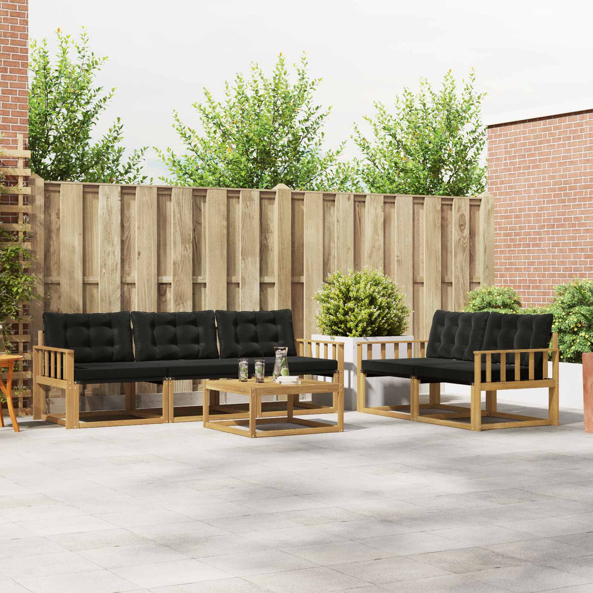 Outdoor-Sofagarnitur 6 stk. Weiß und Schwarz