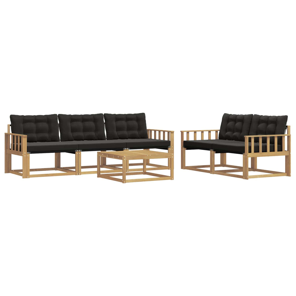 Outdoor-Sofagarnitur 6 stk. Weiß und Schwarz