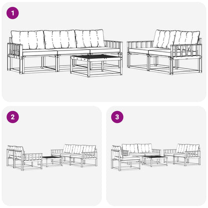Outdoor-Sofagarnitur 6 stk. Weiß und Schwarz
