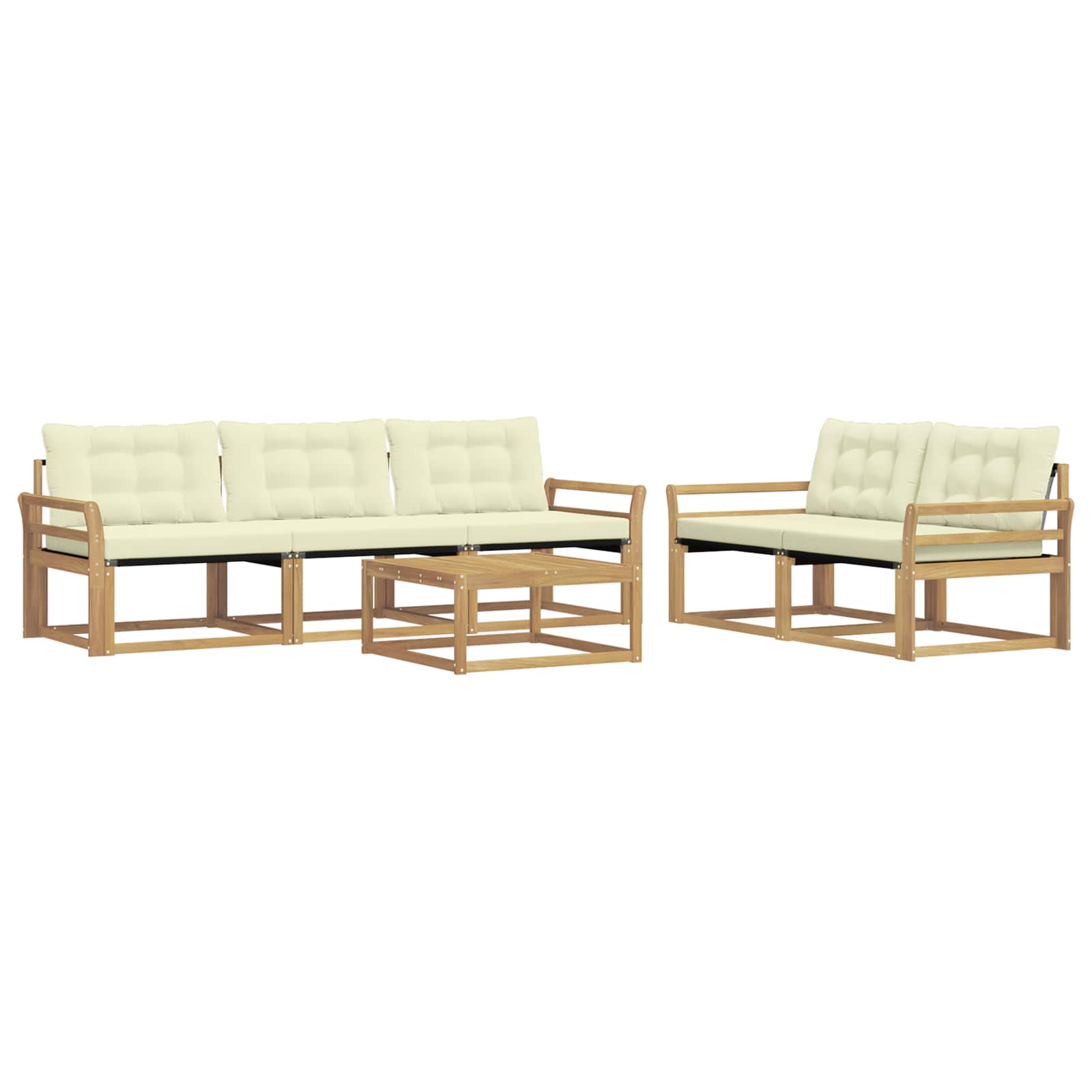 Outdoor-Sofagarnitur 6 pcs Weiß und Creme 79 x 79 x 37 cm