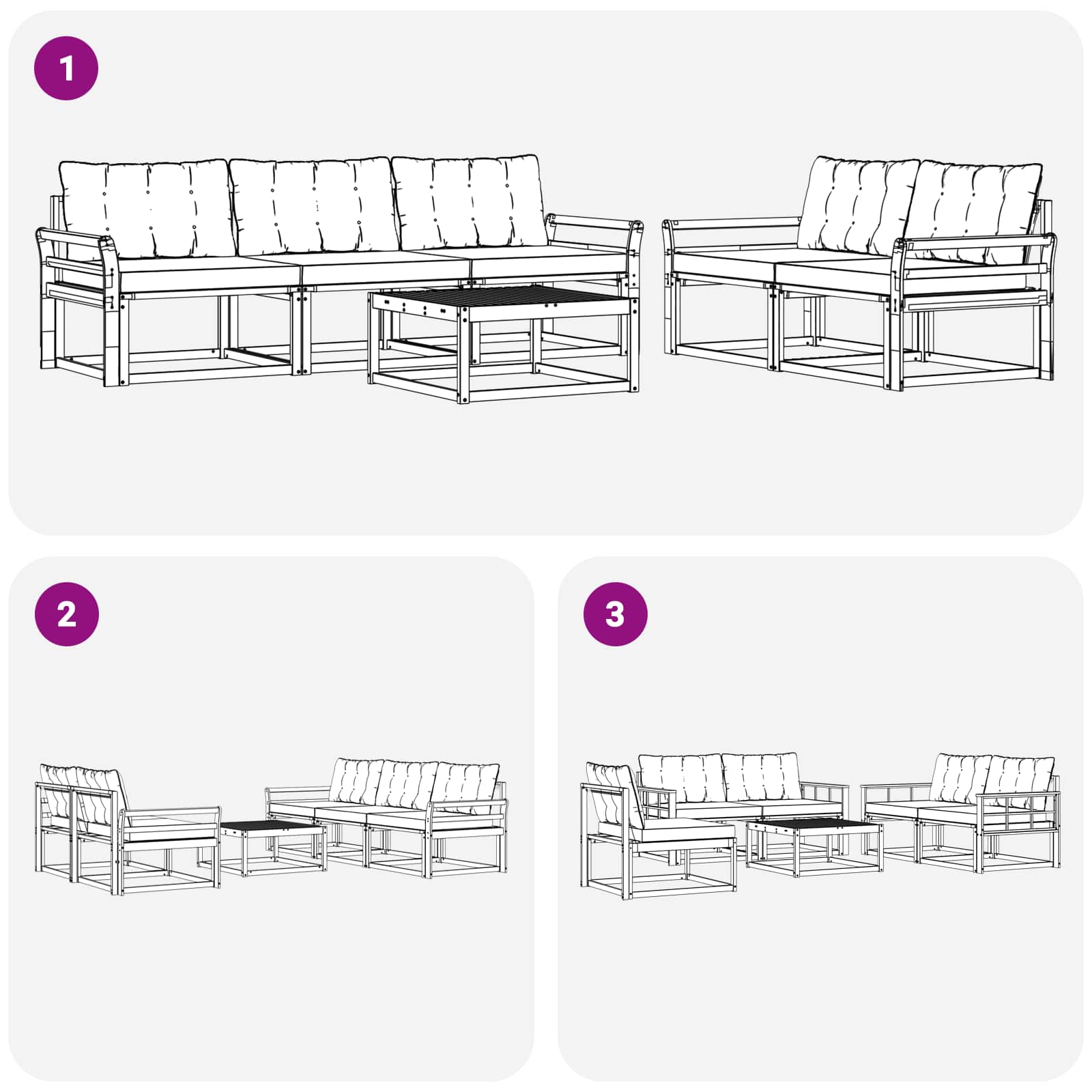 Outdoor-Sofagarnitur 6 pcs Weiß und Creme 79 x 79 x 37 cm