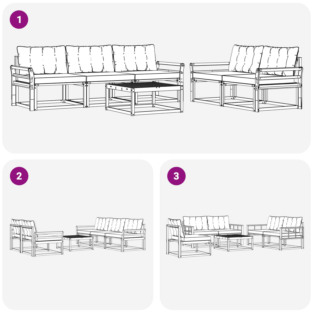 Outdoor-Sofagarnitur 6 stk. Weiß und Schwarz