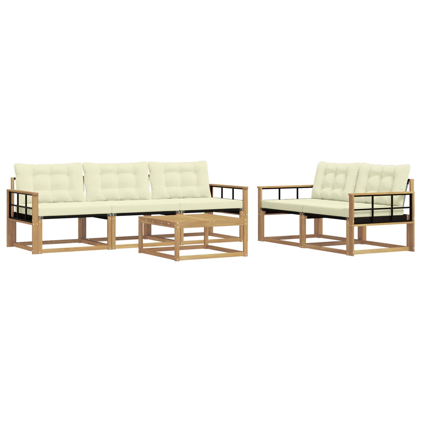 Outdoor-Sofagarnitur 6 pcs Weiß und Creme 79 x 79 x 37 cm