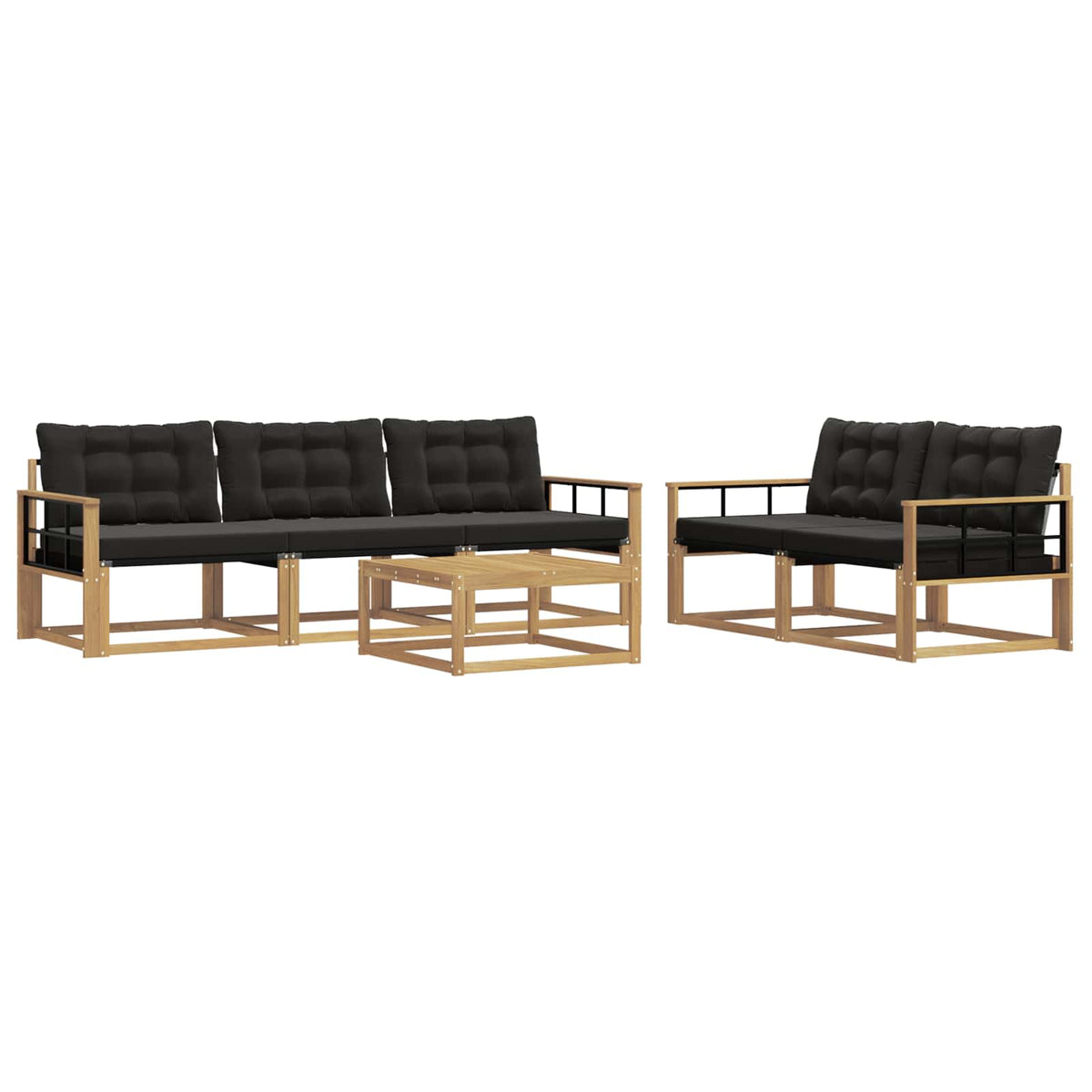 Outdoor-Sofagarnitur 6 stk. Weiß und Schwarz