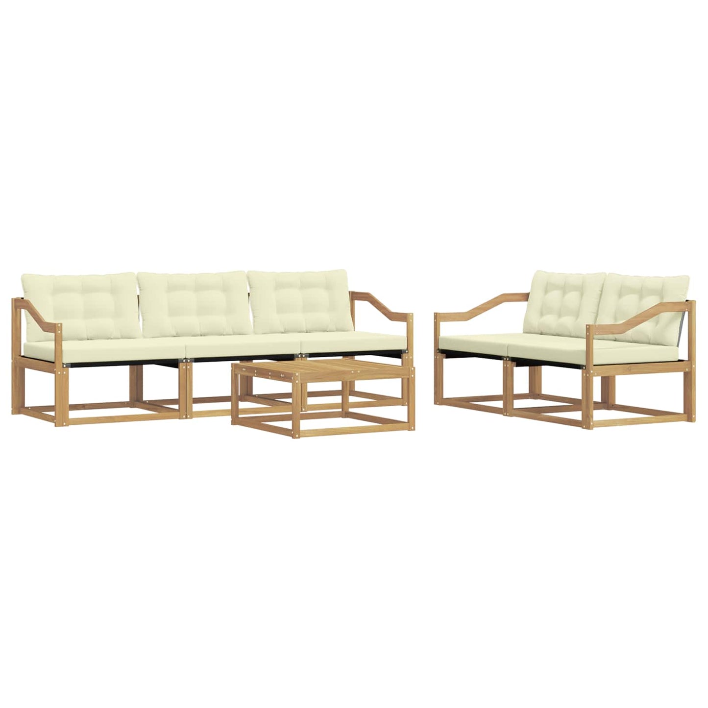 Outdoor-Sofagarnitur 6 pcs Weiß und Creme 79 x 79 x 37 cm