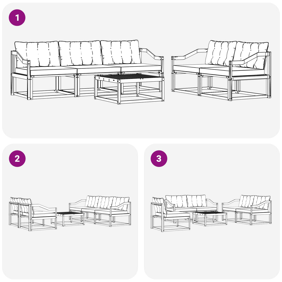 Outdoor-Sofagarnitur 6 stk. Weiß und Creme