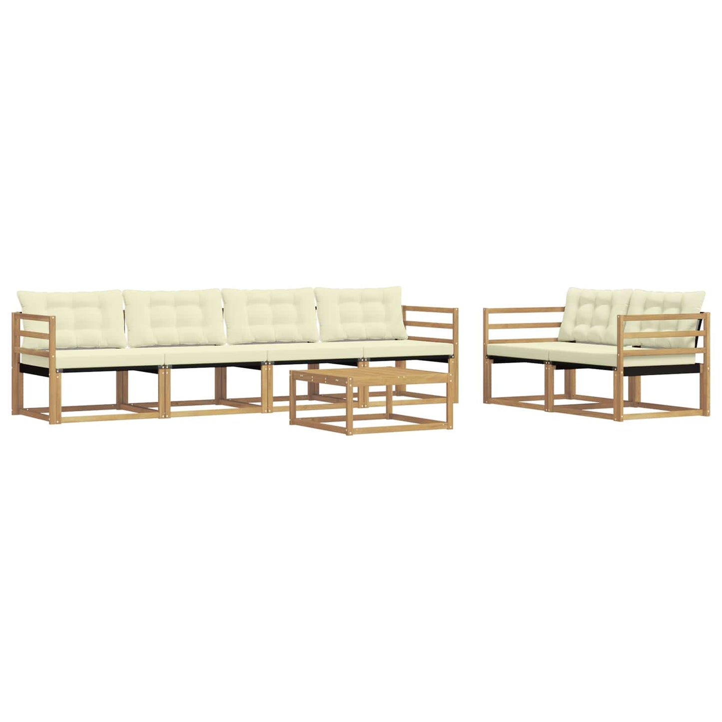 Outdoor-Sofagarnitur 7 pcs Weiß und Creme 79 x 79 x 37 cm