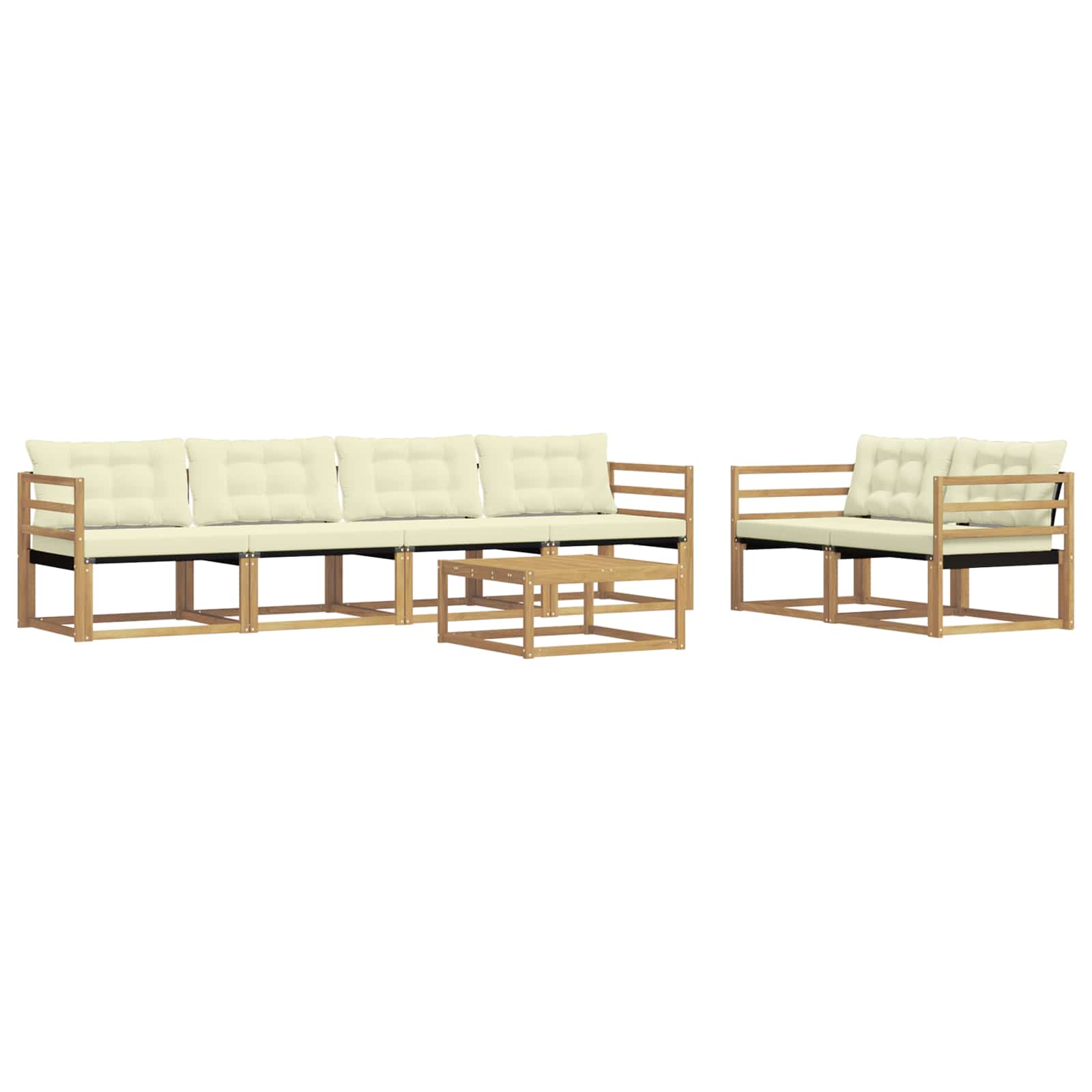 Outdoor-Sofagarnitur 7 pcs Weiß und Creme 79 x 79 x 37 cm