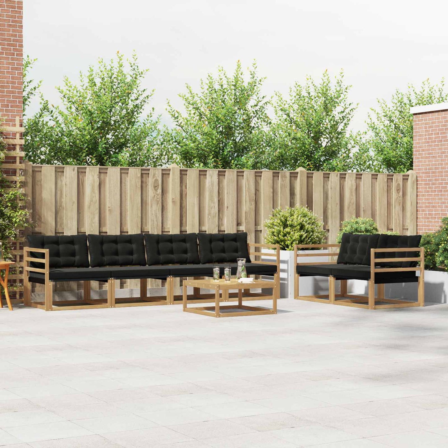 Outdoor-Sofagarnitur 7 pcs Weiß und Schwarz 79 x 79 x 37 cm