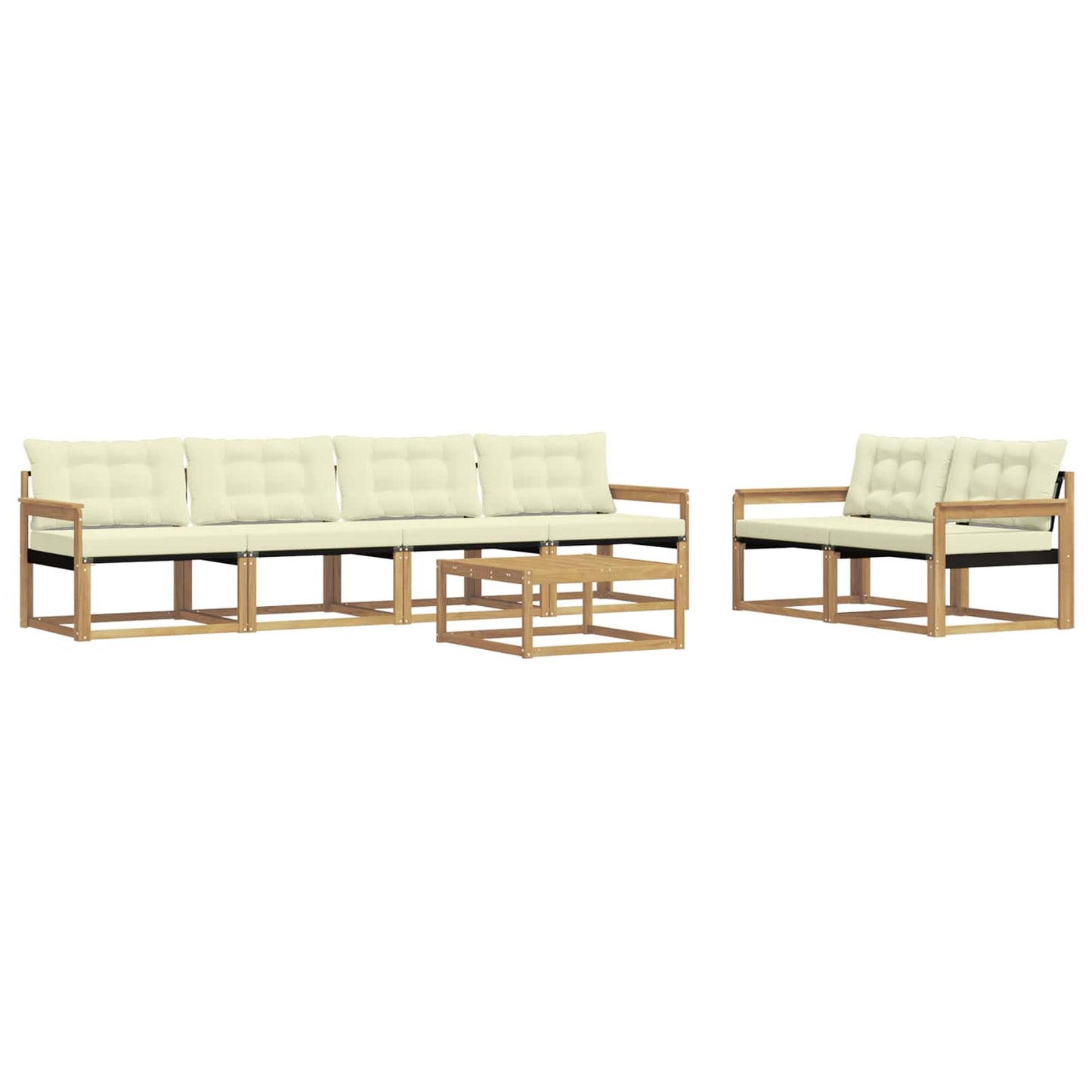 Outdoor-Sofagarnitur 7 pcs Weiß und Creme 79 x 79 x 37 cm