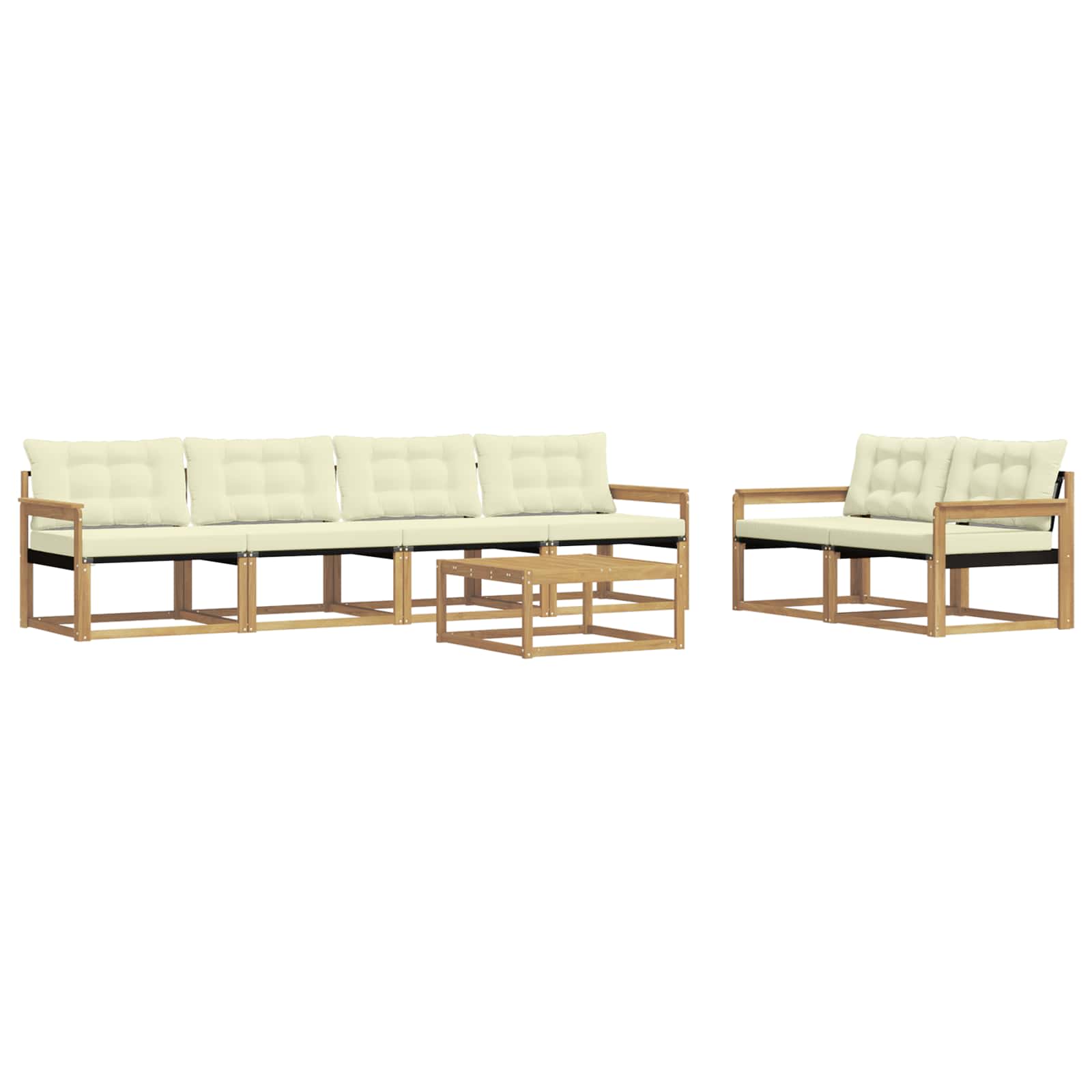 Outdoor-Sofagarnitur 7 pcs Weiß und Creme 79 x 79 x 37 cm