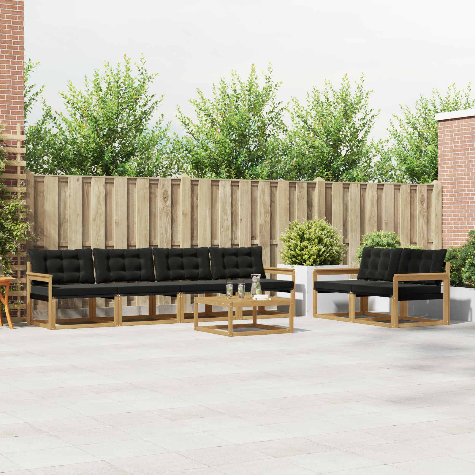 Outdoor-Sofagarnitur 7 pcs Weiß und Schwarz 79 x 79 x 37 cm