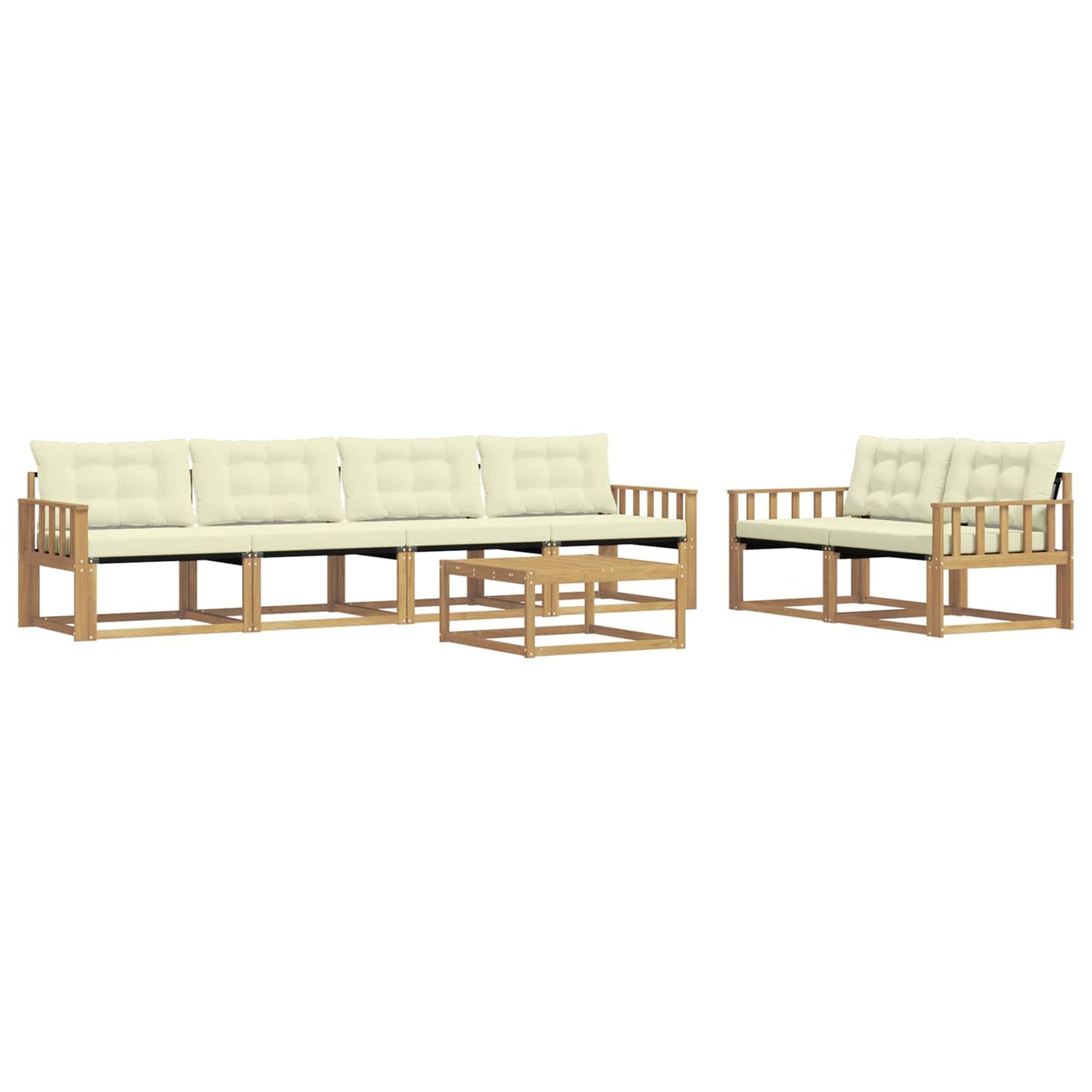 Outdoor-Sofagarnitur 7 pcs Weiß und Creme 79 x 79 x 37 cm