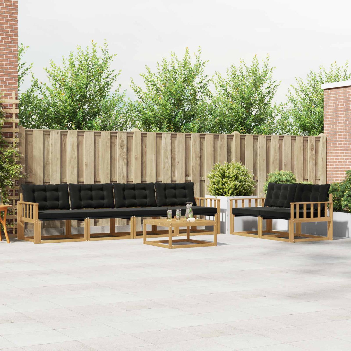 Outdoor-Sofagarnitur 7 pcs Weiß und Schwarz 79 x 79 x 37 cm