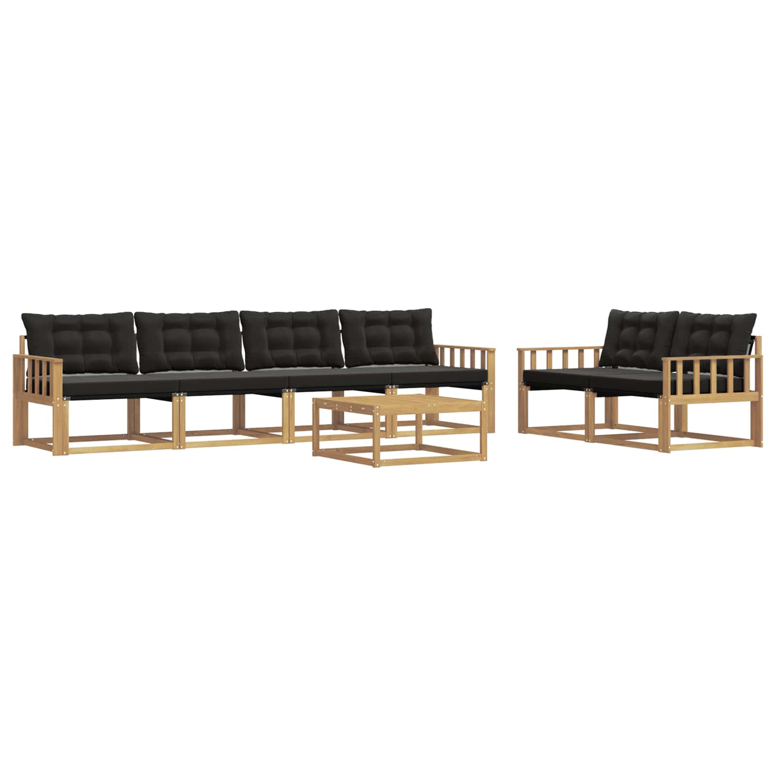 Outdoor-Sofagarnitur 7 pcs Weiß und Schwarz 79 x 79 x 37 cm