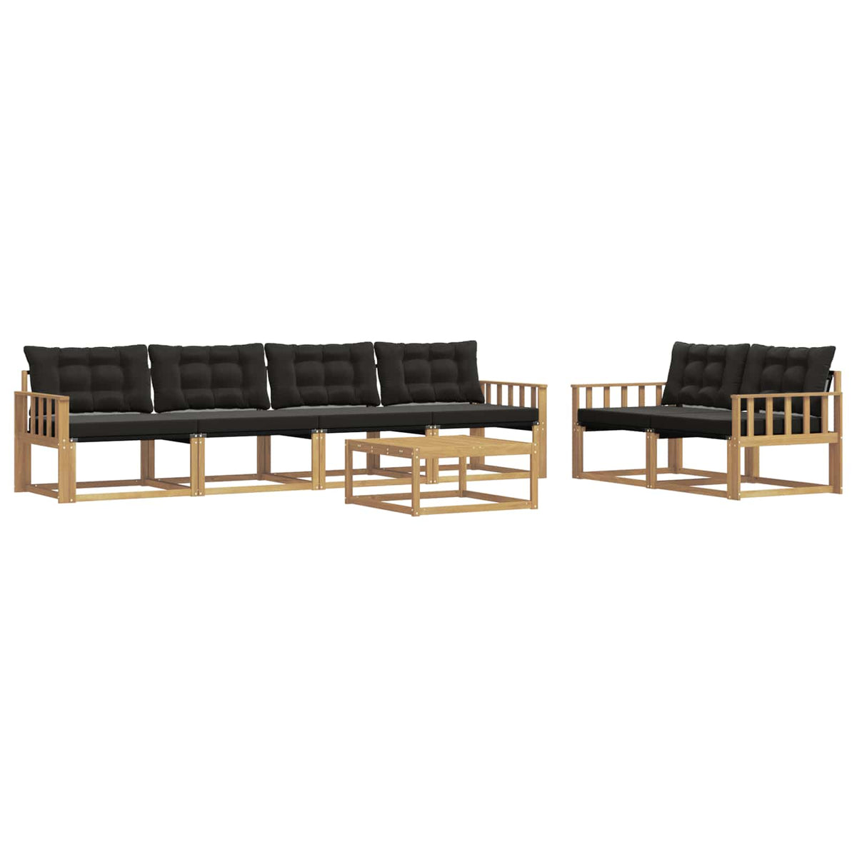 Outdoor-Sofagarnitur 7 stk. Weiß und Schwarz