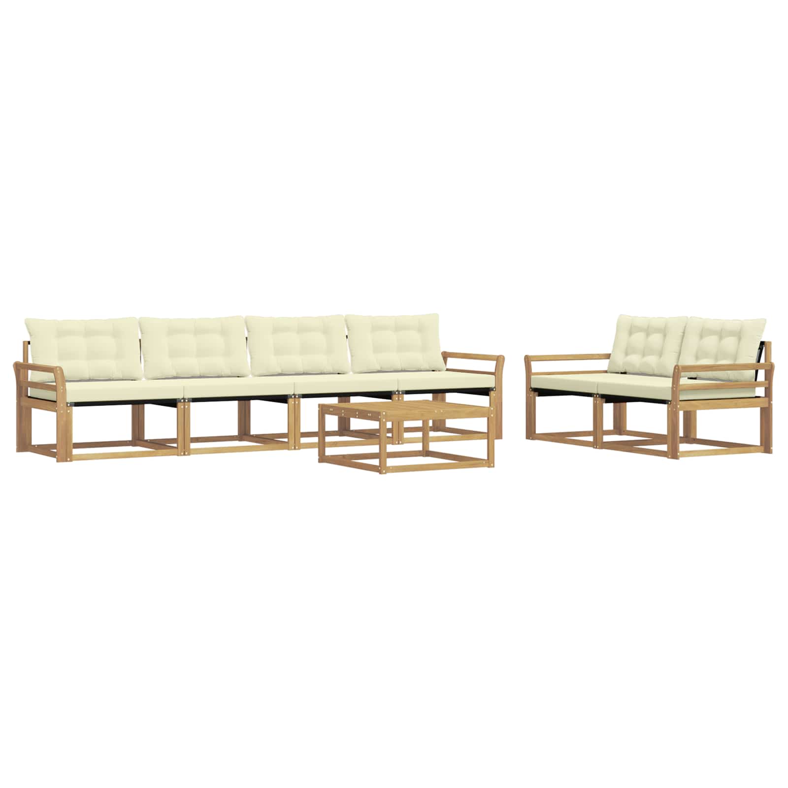 Outdoor-Sofagarnitur 7 pcs Weiß und Creme 79 x 79 x 37 cm