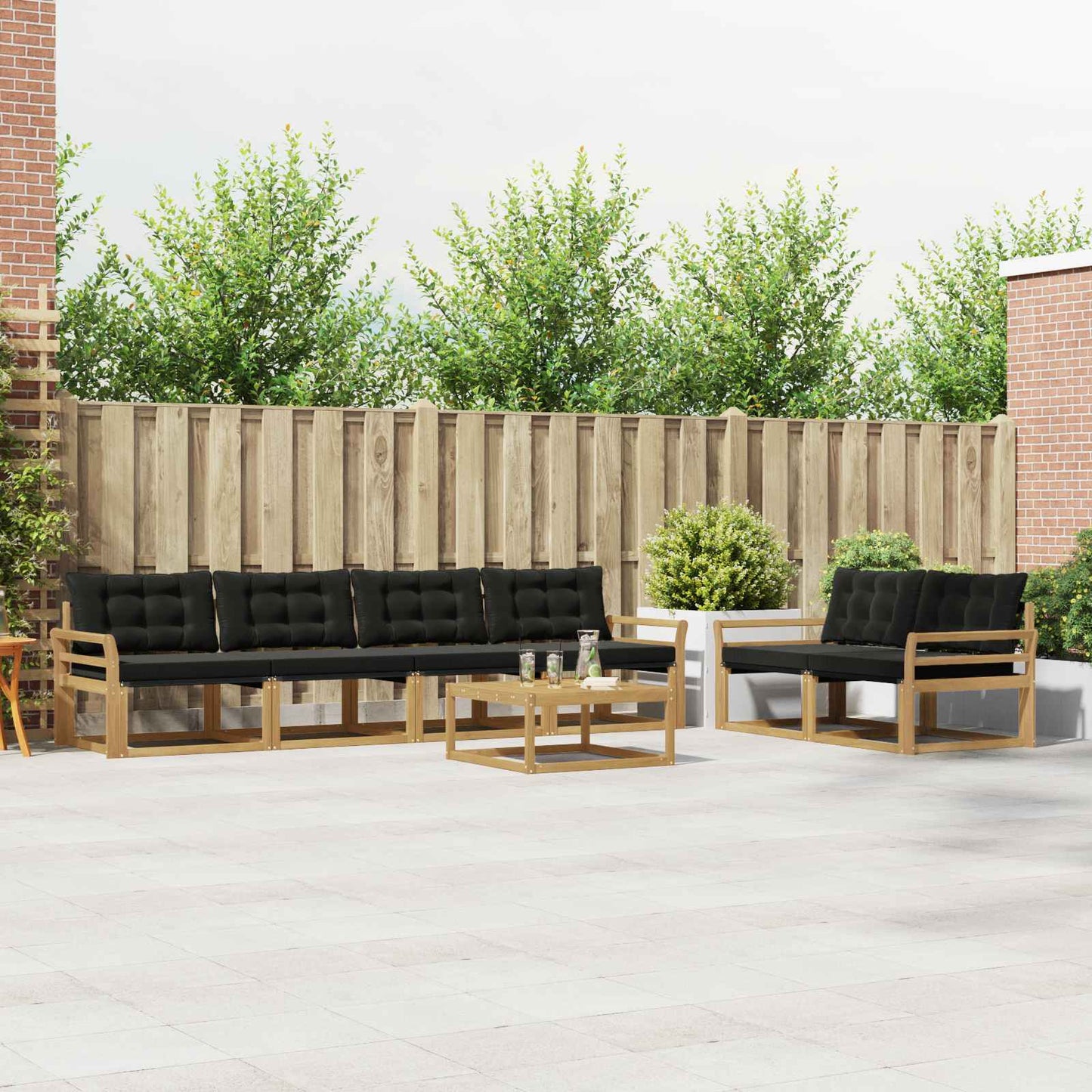 Outdoor-Sofagarnitur 7 pcs Weiß und Schwarz 79 x 79 x 37 cm