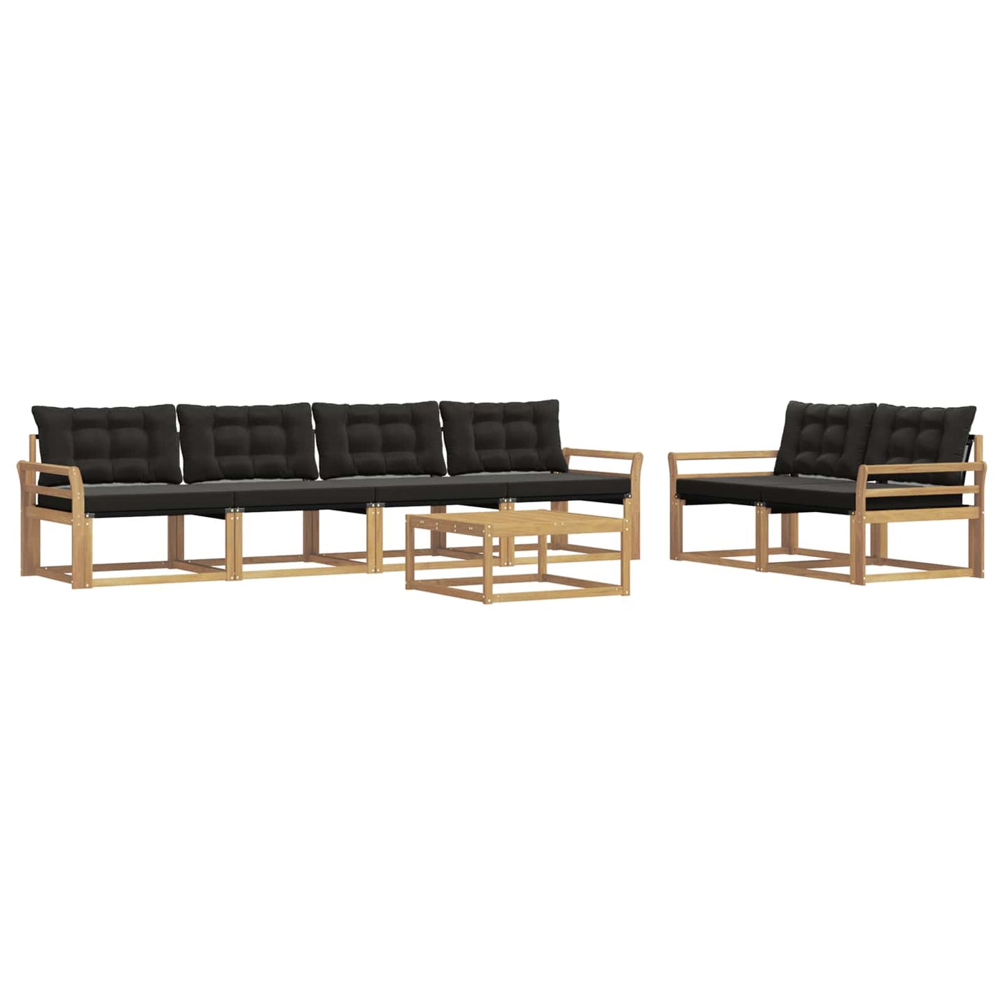 Outdoor-Sofagarnitur 7 pcs Weiß und Schwarz 79 x 79 x 37 cm