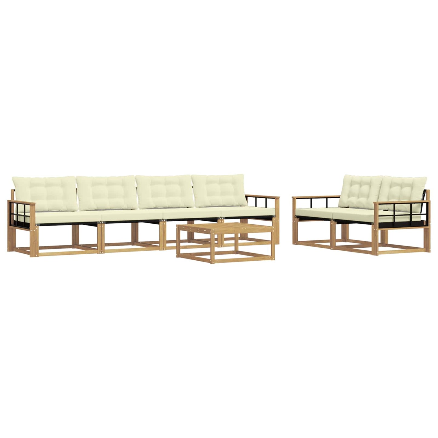 Outdoor-Sofagarnitur 7 pcs Weiß und Creme 79 x 79 x 37 cm