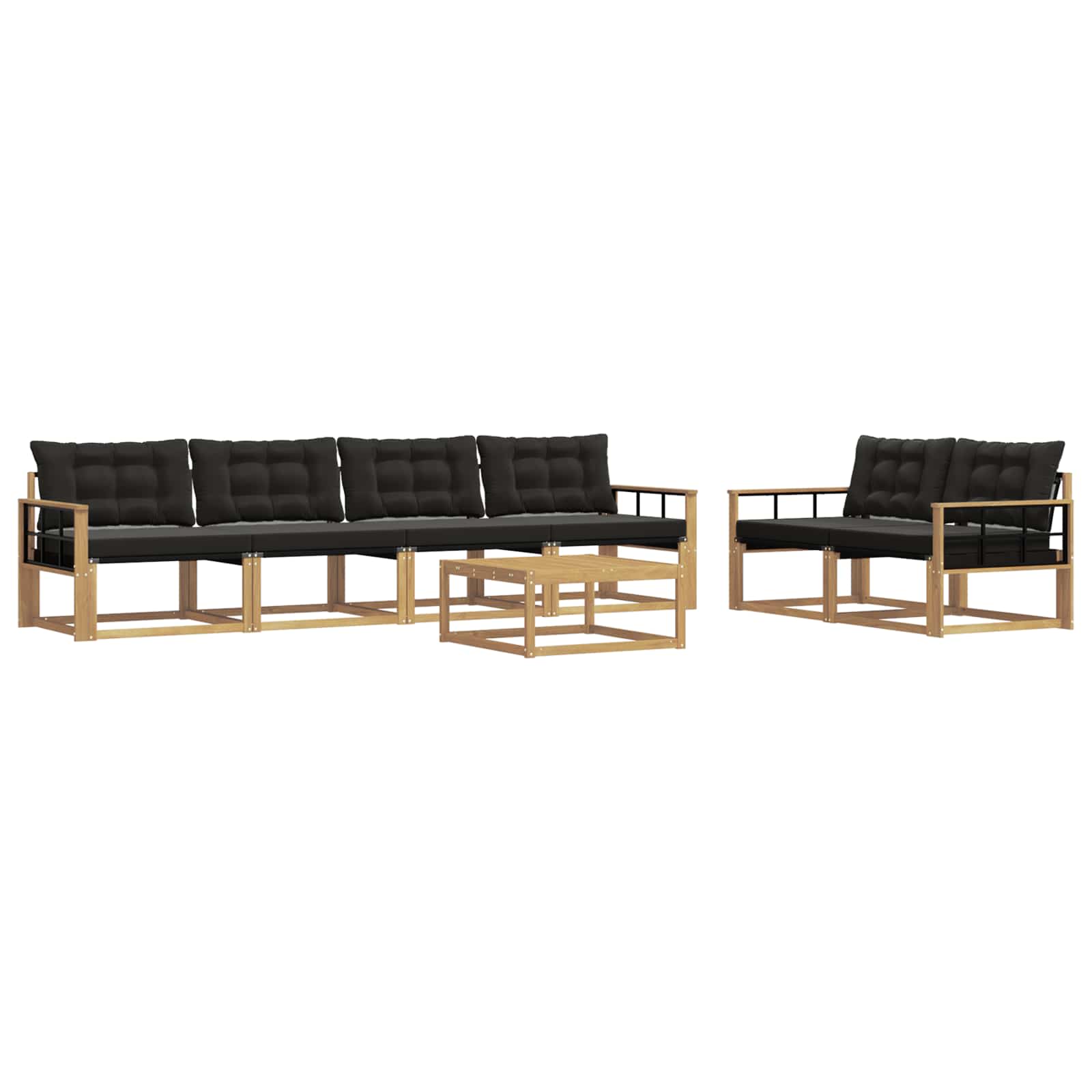Outdoor-Sofagarnitur 7 pcs Weiß und Schwarz 79 x 79 x 37 cm