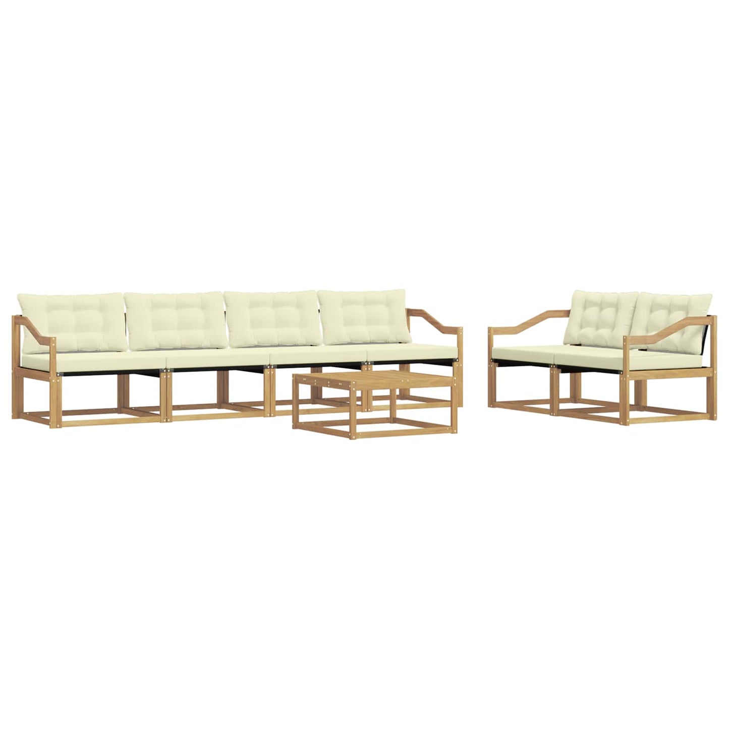Outdoor-Sofagarnitur 7 pcs Weiß und Creme 79 x 79 x 37 cm
