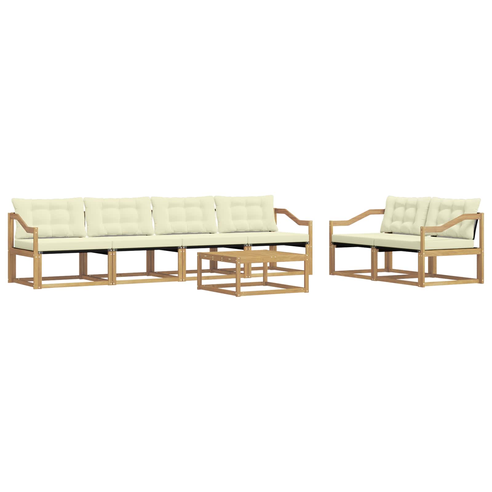 Outdoor-Sofagarnitur 7 pcs Weiß und Creme 79 x 79 x 37 cm