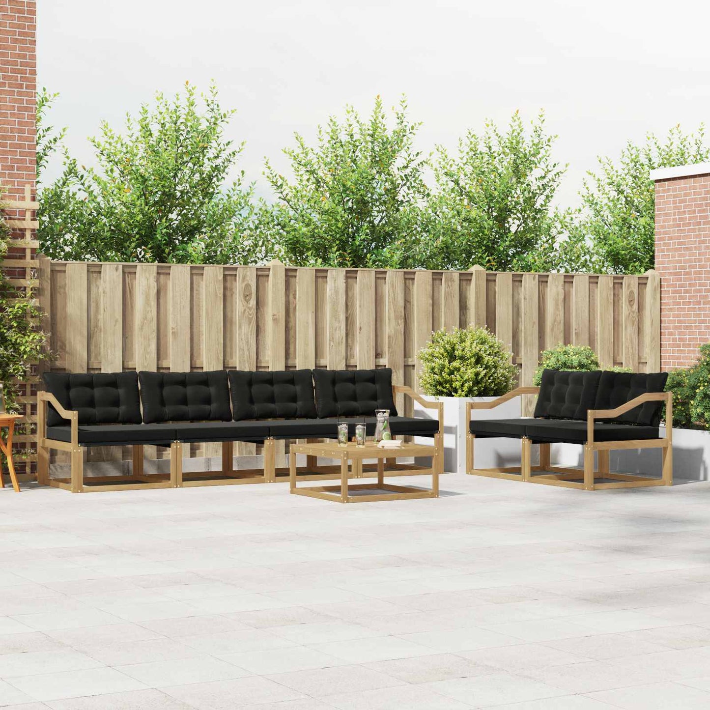 Outdoor-Sofagarnitur 7 pcs Weiß und Schwarz 79 x 79 x 37 cm
