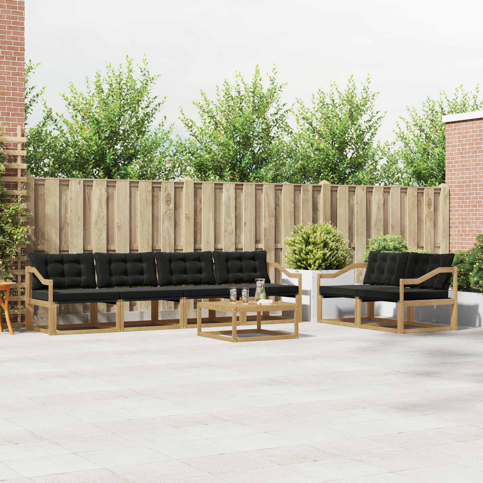 Outdoor-Sofagarnitur 7 pcs Weiß und Schwarz 79 x 79 x 37 cm