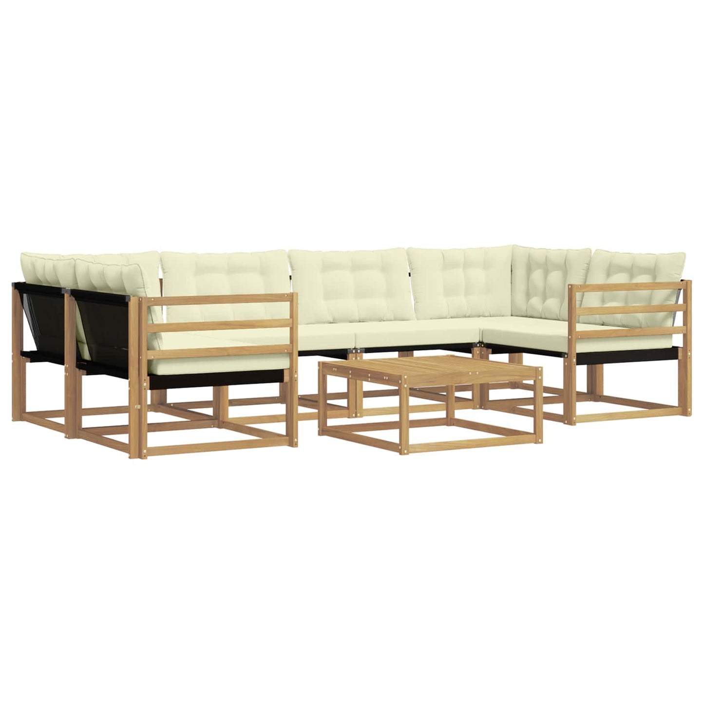 Outdoor-Sofagarnitur 7 pcs Weiß und Creme 79 x 79 x 37 cm