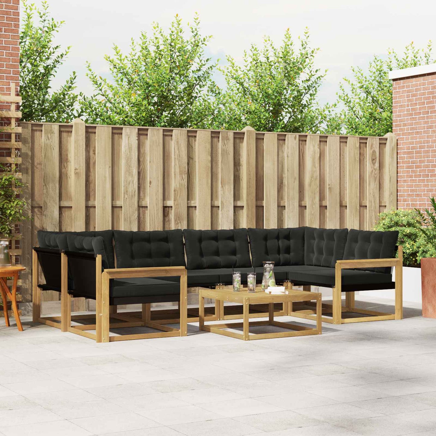 Outdoor-Sofagarnitur 7 pcs Weiß und Schwarz 79 x 79 x 37 cm