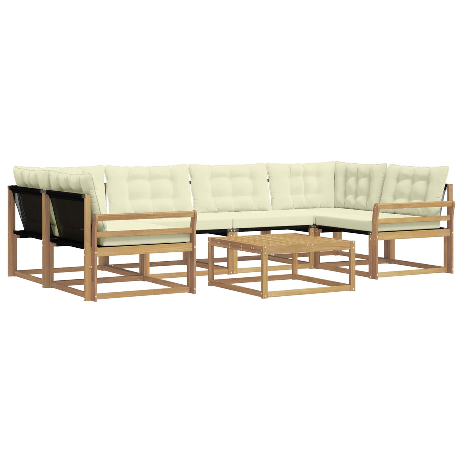 Outdoor-Sofagarnitur 7 pcs Weiß und Creme 79 x 79 x 37 cm