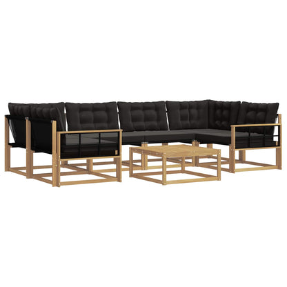 Outdoor-Sofagarnitur 7 stk. Weiß und Schwarz