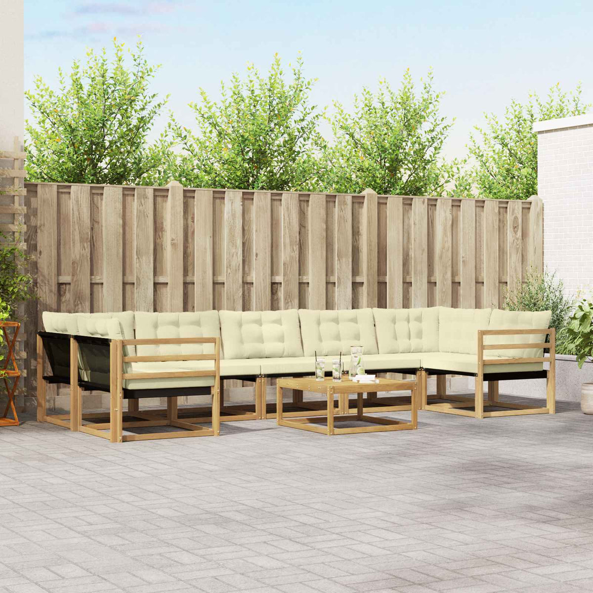 Outdoor-Sofagarnitur 8 stk. Weiß und Creme