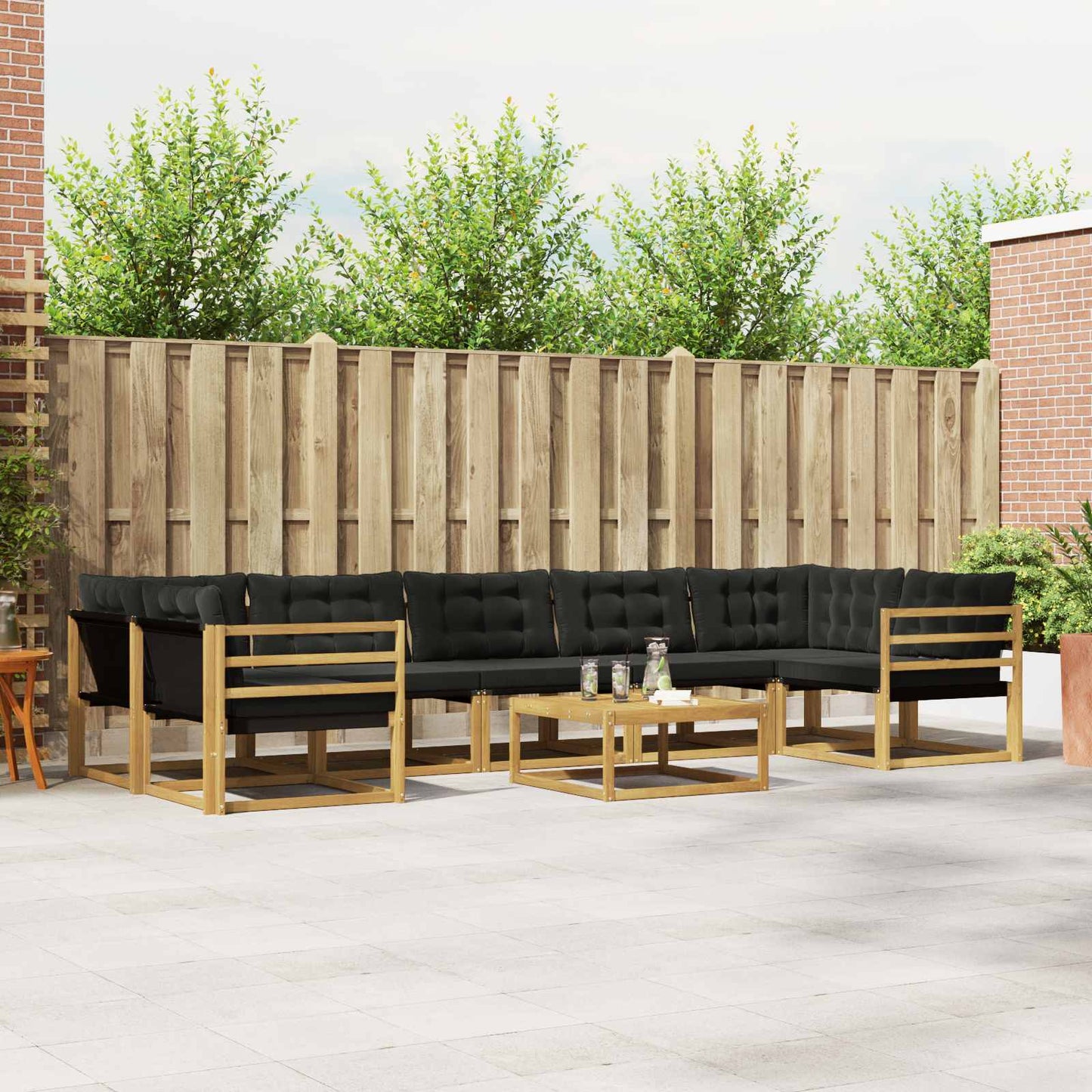 Outdoor-Sofagarnitur 8 pcs Weiß und Schwarz 79 x 79 x 37 cm