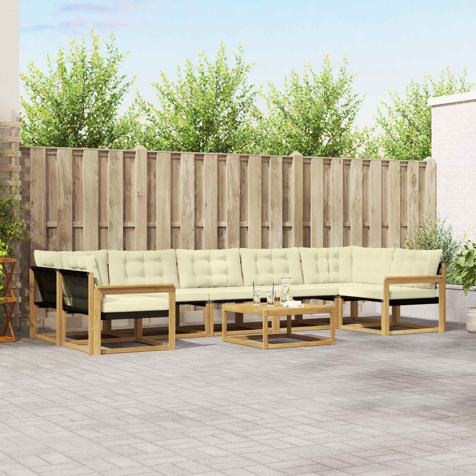 Outdoor-Sofagarnitur 8 pcs Weiß und Creme 79 x 79 x 37 cm