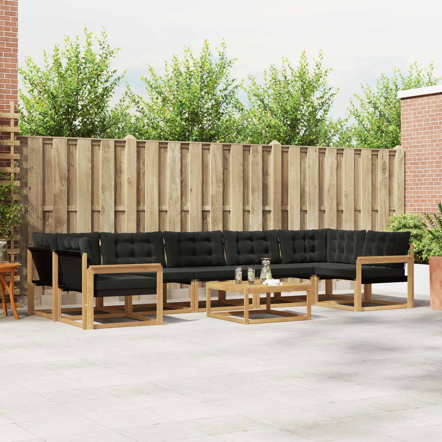 Outdoor-Sofagarnitur 8 pcs Weiß und Schwarz 79 x 79 x 37 cm