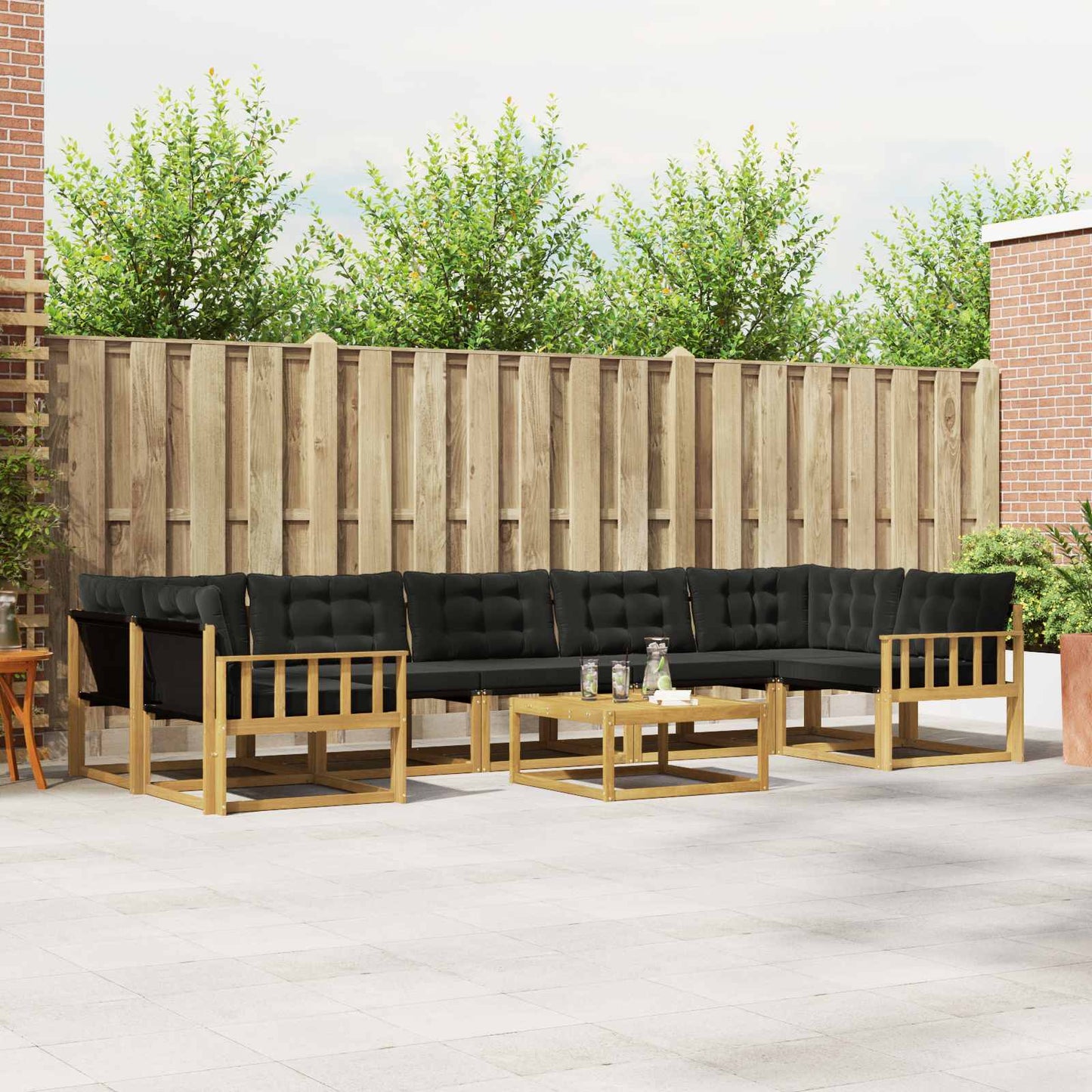 Outdoor-Sofagarnitur 8 pcs Weiß und Schwarz 79 x 79 x 37 cm