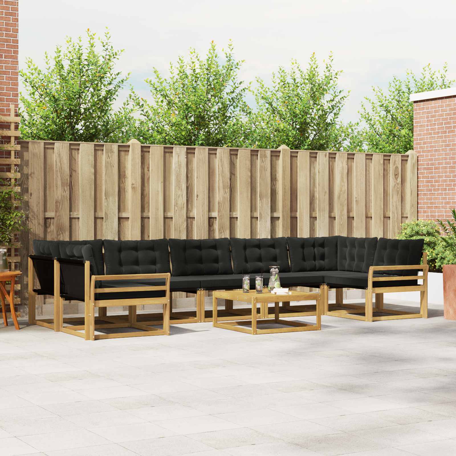 Outdoor-Sofagarnitur 8 pcs Weiß und Schwarz 79 x 79 x 37 cm