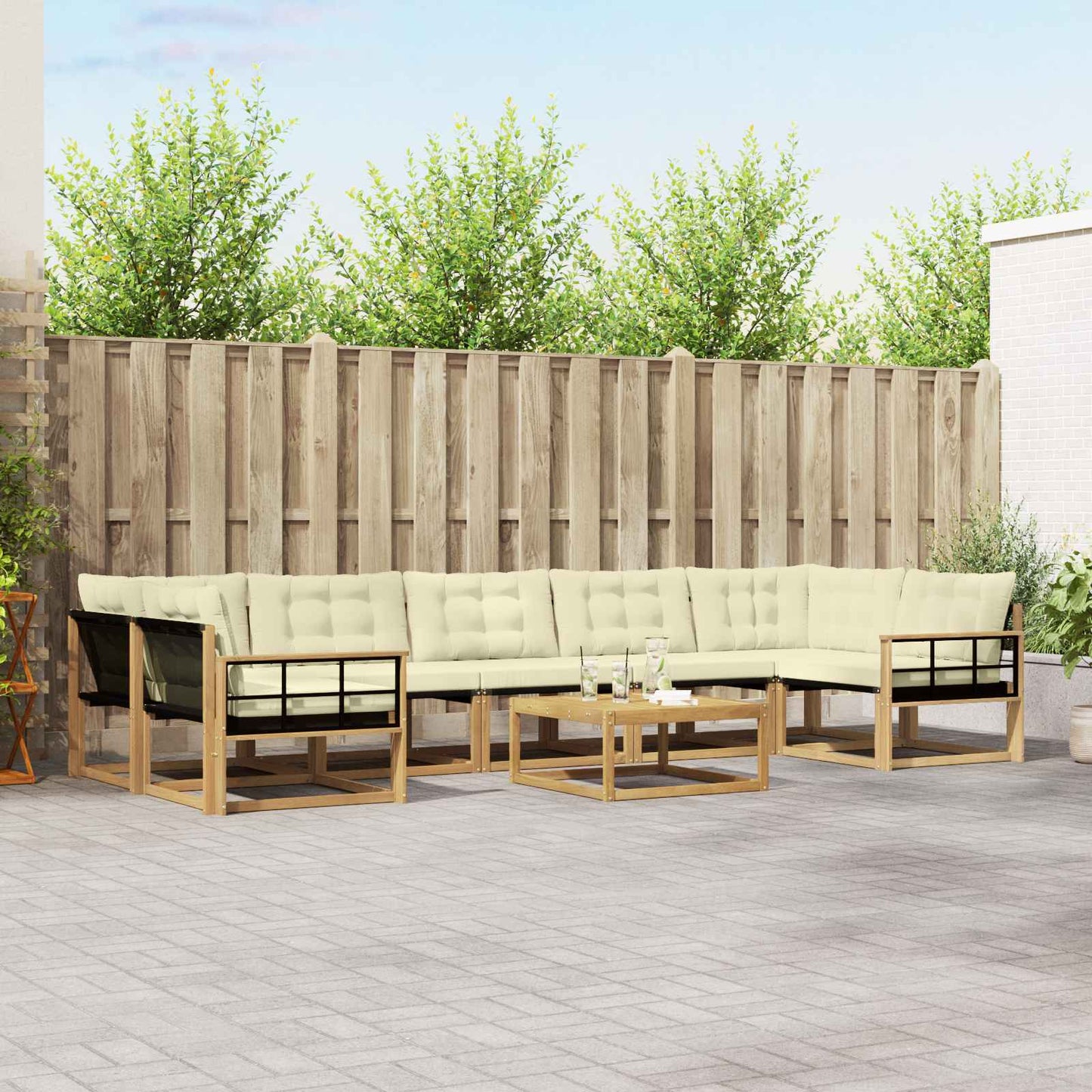 Outdoor-Sofagarnitur 8 pcs Weiß und Creme 79 x 79 x 37 cm