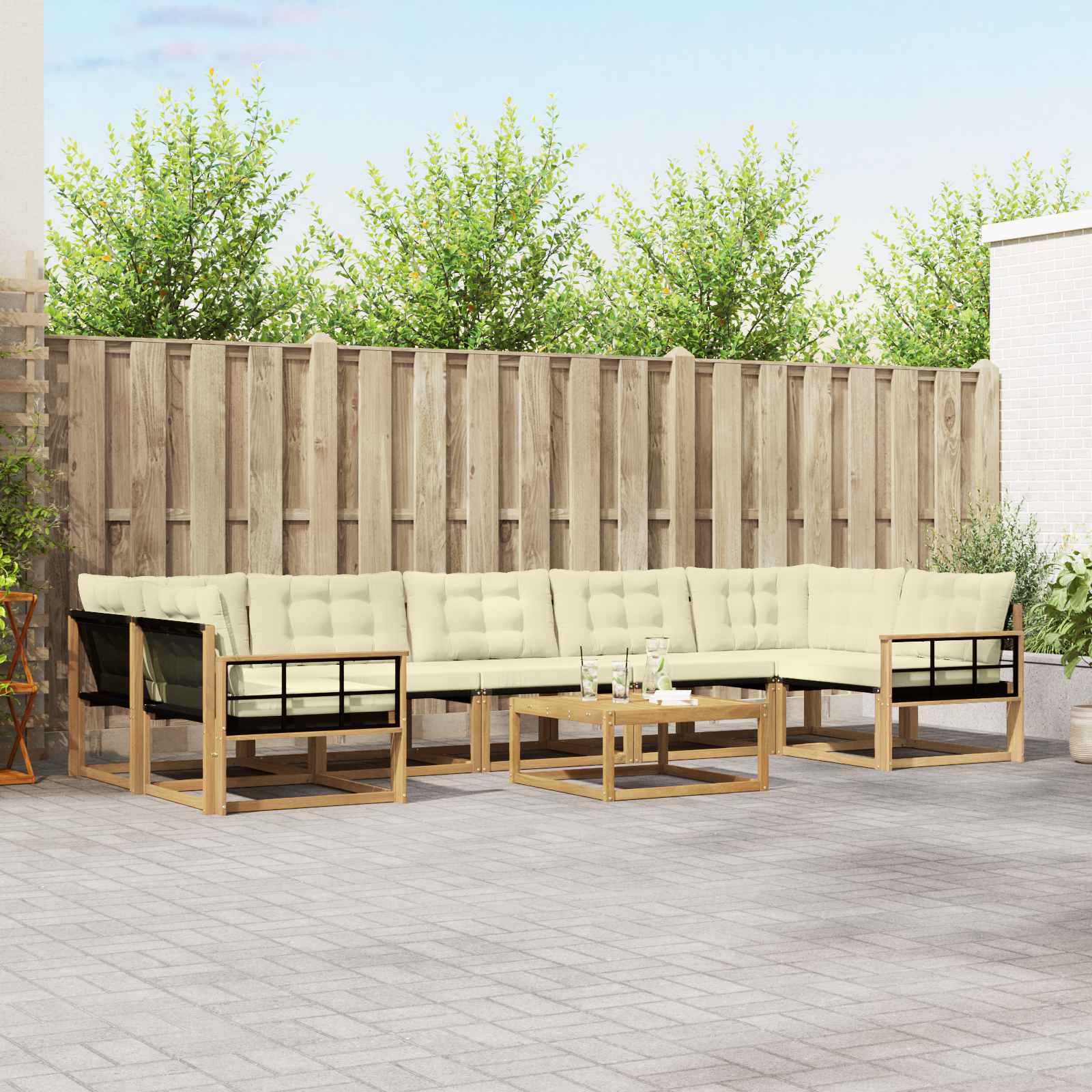 Outdoor-Sofagarnitur 8 pcs Weiß und Creme 79 x 79 x 37 cm
